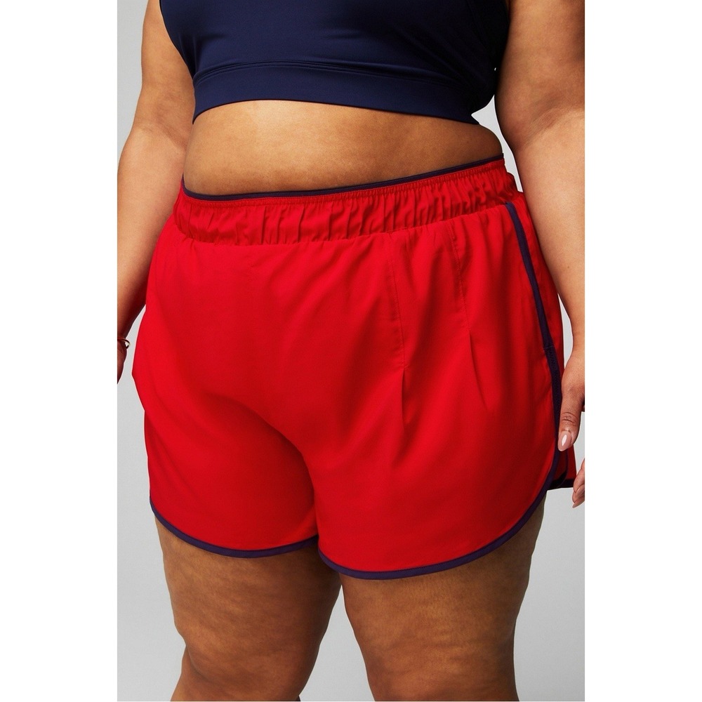 NWT Women's Fabletics Heritage Dolphin Shorts Heated Red & Navy 3X (46" X 3")